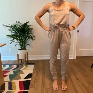 Loungewear -tan sweatsuit jumpsuit one piece